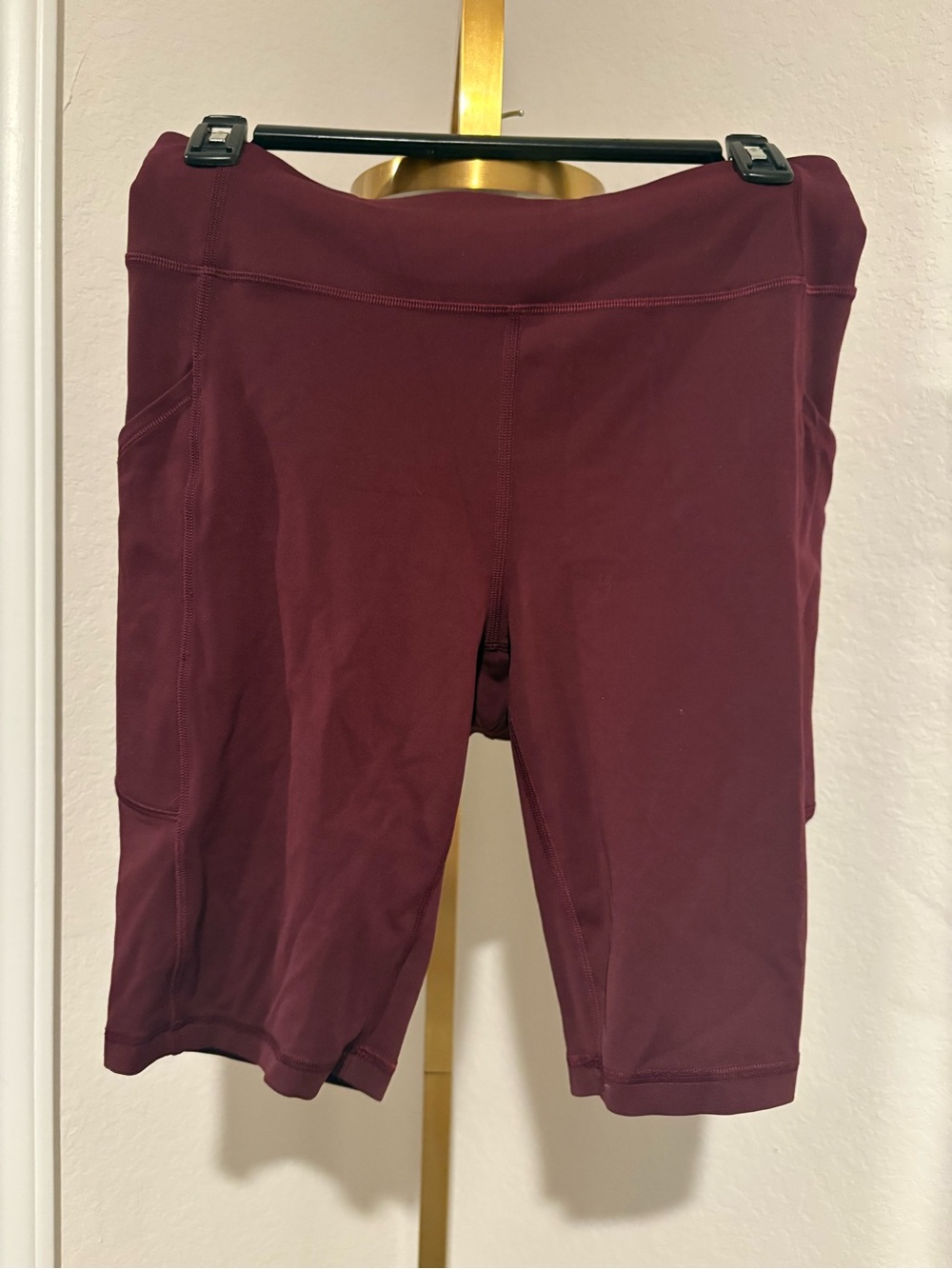 lululemon athletica Burgundy High-Rise Bike Shorts with Side Pockets